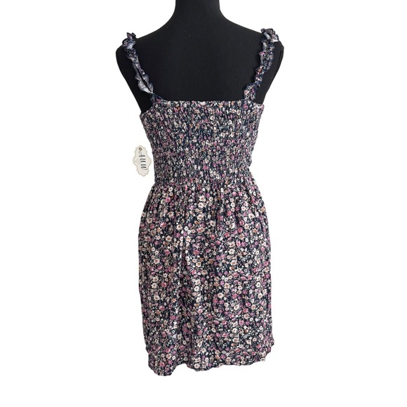 AUW Womens Dark Floral Babydoll Fairy Grunge Mini Dress Size S Coquette - Picture 3 of 9